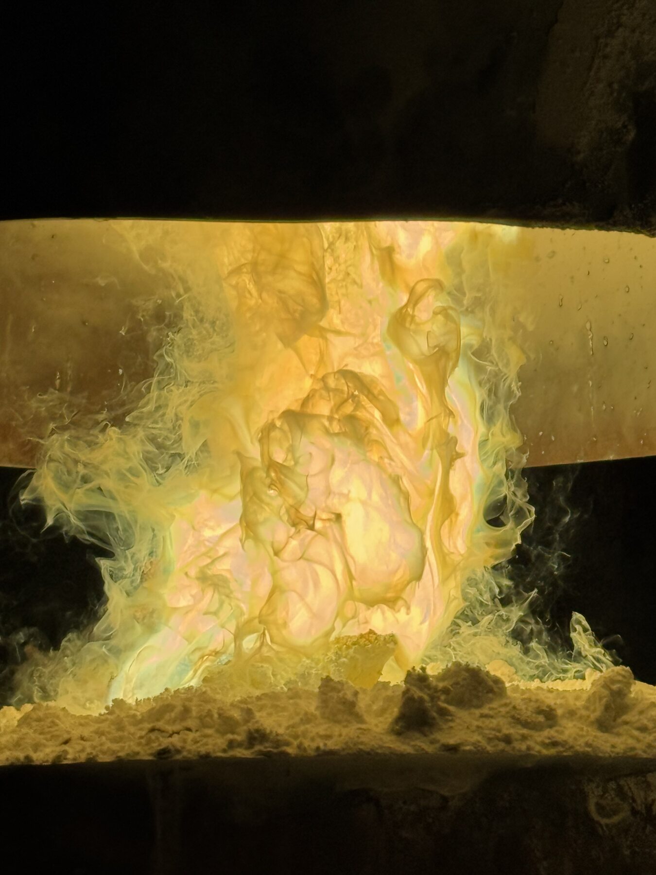 Molten zinc ingot in furnace